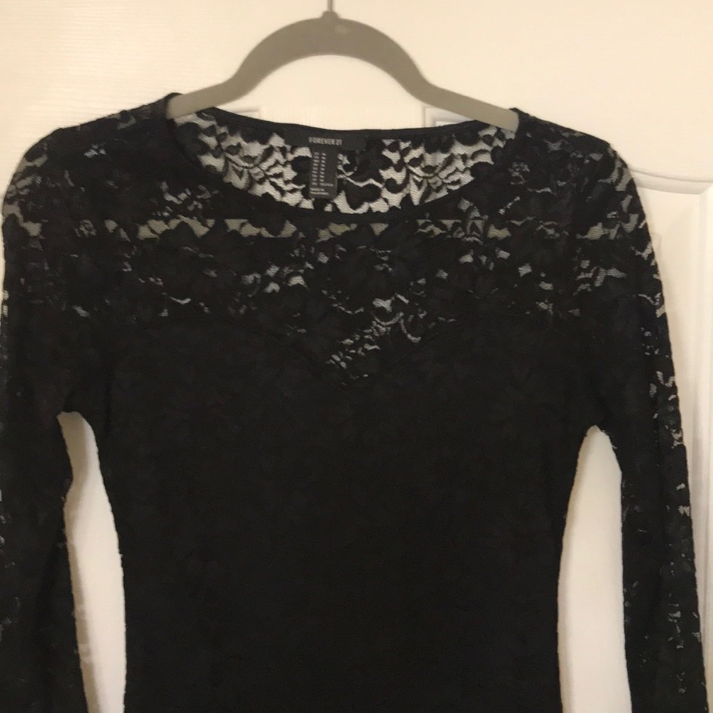 Black short dress three quarter sleeve in lace